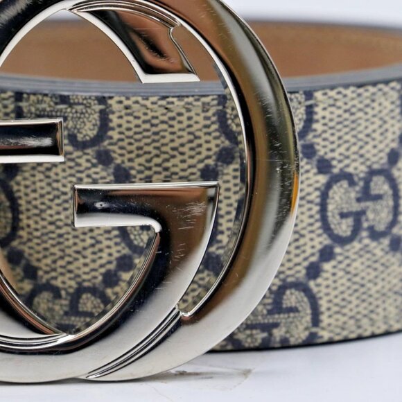 GUCCI Blue & Beige GG Marmont Belt 411924 Size 90/36 US - Picture 5 of 16